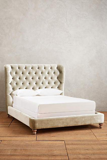 Slub Velvet Tufted Wingback Bed Pearl Anthropologie anthropologie mother's day weekend sale