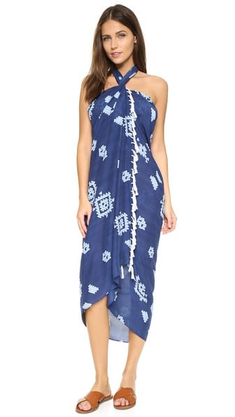 Soleil Pareo Abstract Print Cover Up Blue  beach cover-ups