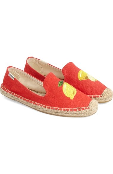 Soludos Embroidered Flat (Women) Lemons Coral espadrille flats for spring 2016