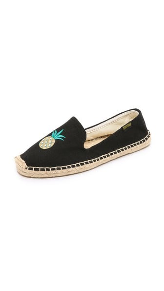 Soludos Pineapple Smoking Slipper Espadrilles Black espadrille flats for spring 2016 