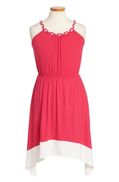 Soprano Shark Bite Hem Dress (Big Girls) Fuchsia Nordstrom nordstrom half yearly sale for kids girls of all ages