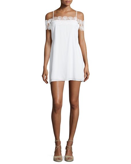 Suboo Stevie Lace Cold-Shoulder Mini Dress White lace sundresses spring summer 