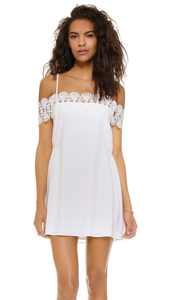 Suboo Stevie Mini Off Shoulder Beach Dress Ivory Lace shopbop surprise sale for spring