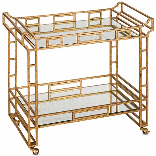 Tamara Hollywood Regency Antique Gold Mirror Bar Cart vintage bar carts 
