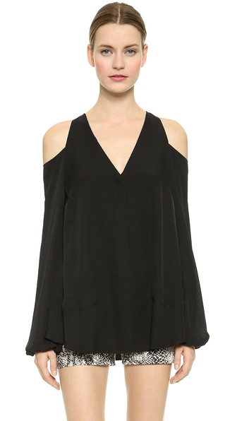 Tamara Mellon Shoulderless Cold Shoulder Blouse Black Shopbop shopbop surprise sale for spring