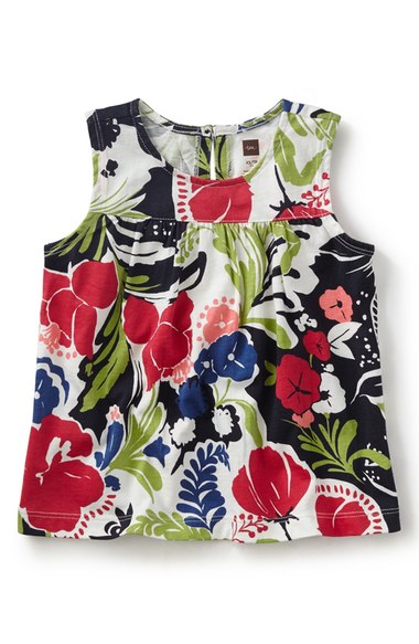 Tea Collection 'Coastal Gardens' Floral Print Tank (Toddler Girls, Little Girls & Big Girls) Heritage Blue Nordstrom nordstrom half yearly sale for kids girls of all ages