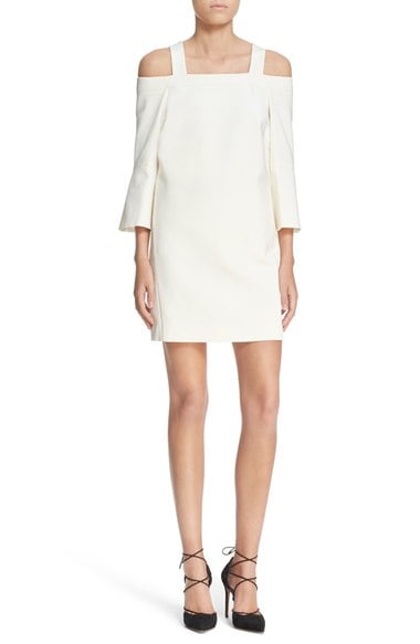 Tibi Lantern Sleeve Cold Shoulder Shift Dress Ivory cold shoulder dresses spring 