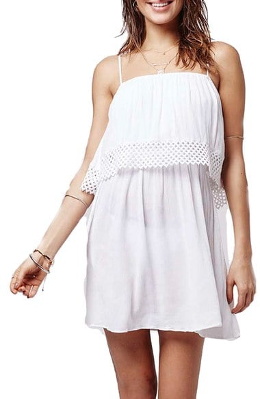 Topshop Crochet Overlay Cover-Up Sundress Cream beach cover-ups