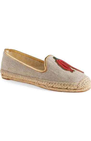 Tory Burch Canvas Chili Espadrille (Women) Natural Gold espadrille flats for spring