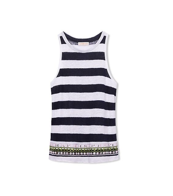 Tory Burch JACKIE TANK TOP Brushed Stripe Sequins tory burch memorial day sale