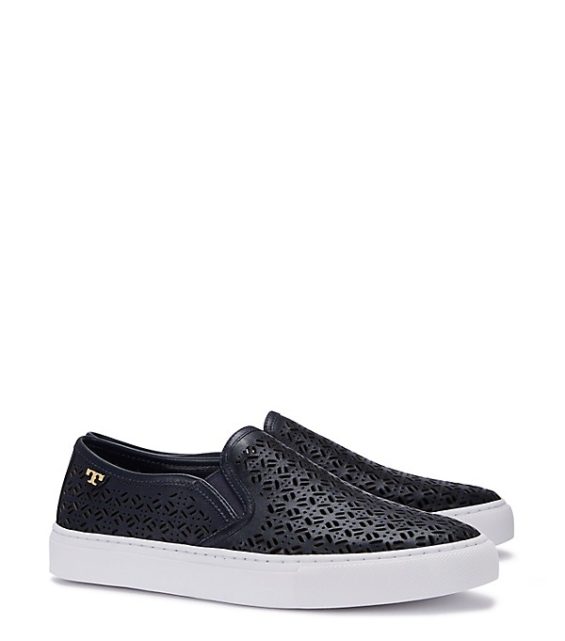 Tory Burch LENNON PERFORATED SLIP-ON SNEAKER Tory Navy tory burch memorial day sale