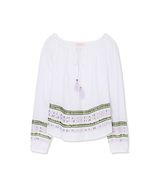 Tory Burch MADELINE TUNIC White Tassel Detail tory burch memorial day sale