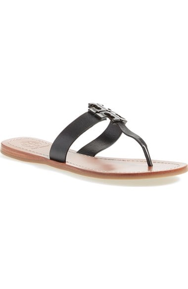 Tory Burch 'Moore' Leather Thong Sandal (Women) Black Leather Nordstrom nordstrom half yearly sale for women