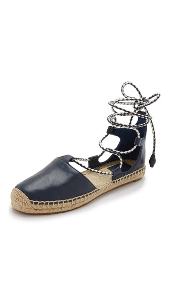 Tory Burch Positano Lace Up Flat Espadrilles Bright Navy shopbop surprise sale