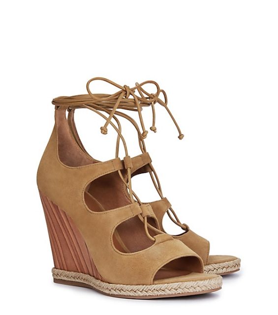 Tory Burch RAYA LACE-UP WEDGE SANDALS Raw Umber tory burch memorial day sale