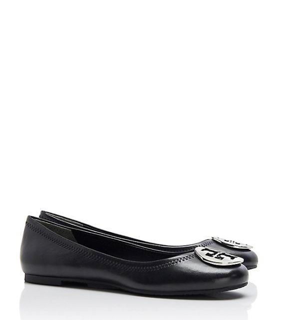 Tory Burch REVA BALLET FLAT Black Silver tory burch memorial day sale