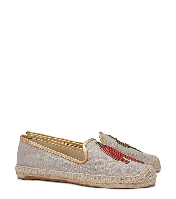 Tory Burch SANTA FE ESPADRILLE Natural Gold Studded Cactus Applique Ristra Chili Peppers tory burch memorial day sale