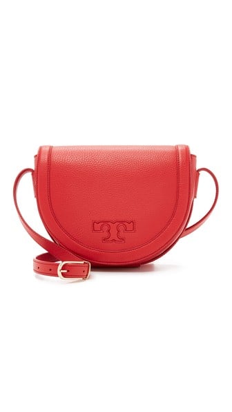 Tory Burch Serif T Saddle Bag Vermillion, Black shopbop surprise sale