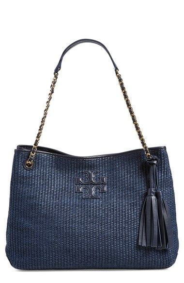 Tory Burch 'Thea' Straw Tote Tory Navy trendy straw totes summer 2016