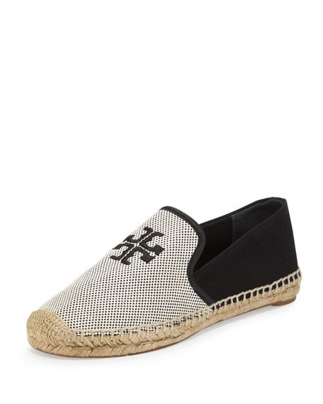 Tory Burch Vargas Canvas & Leather Espadrille Ecru/Black espadrille flats for spring 2016