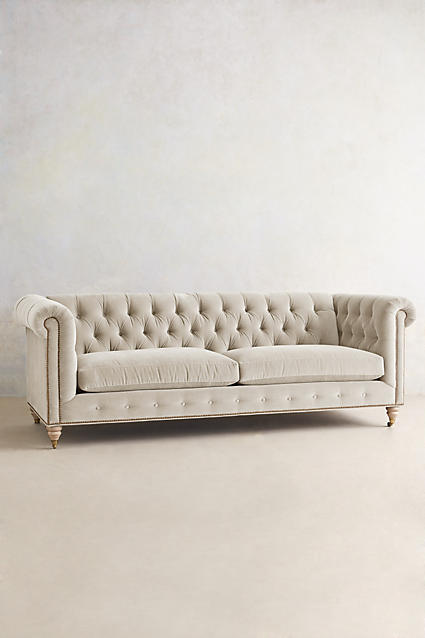 Velvet Lyre Tufted Chesterfield Sofa, Wilcox Anthropologie anthropologie mother's day weekend sale