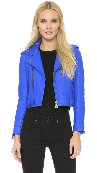 Victoria Victoria Beckham Classic Biker Jacket Moroccan Blue Shopbop shopbop memorial day sale 