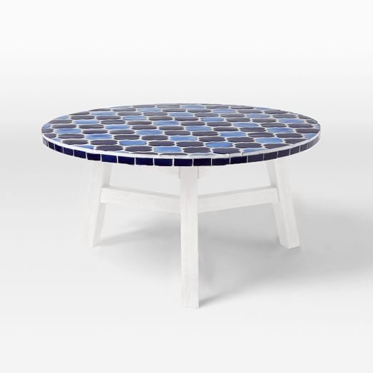 West Elm Mosaic Tiled Coffee Table - Decorator Print Top + White Base west elm outdoor furniture sale