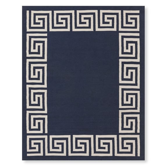 Williams-Sonoma Home Greek Key Border Indoor/Outdoor Rug, Navy 6x9, 8x10, 9x12 williams-sonoma home outdoor furniture sale