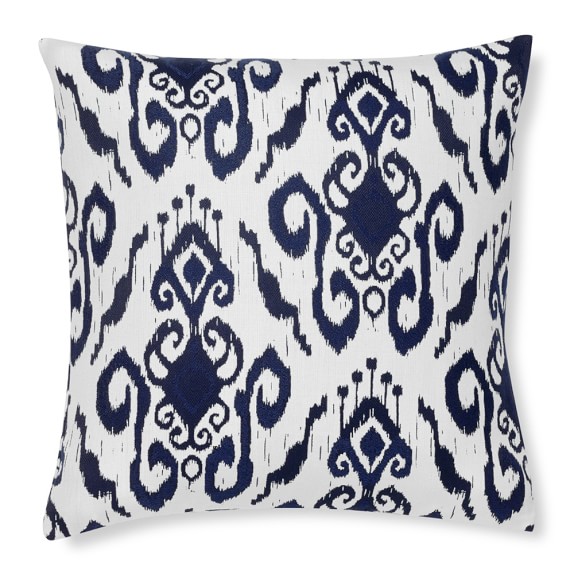 Williams-Sonoma Home Outdoor Ikat Jacquard Pillow Cover, Navy Blue williams-sonoma home outdoor furniture sale