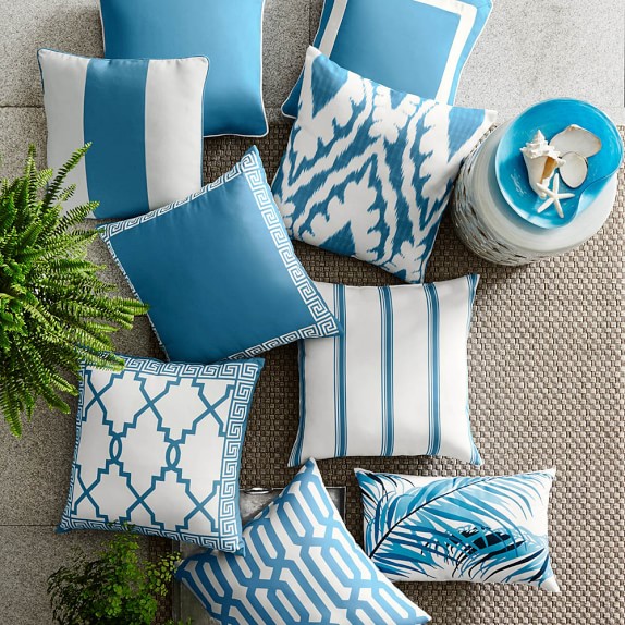 Williams-Sonoma Home Outdoor Printed San Tropez Ikat Pillow, Sky Blue
