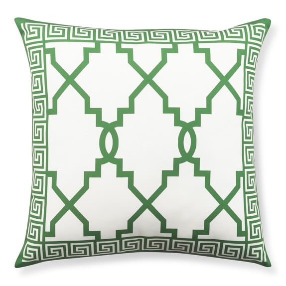 Williams-Sonoma Outdoor Printed Gate with Greek Key Border Pillow, Emerald Green williams-sonoma home outdoor furniture sale