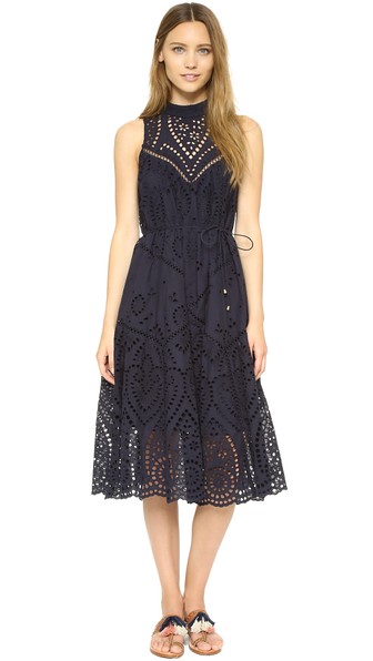 Zimmermann Harlequin Broderie Panelled Dress French Navy Blue  eyelet dresses spring 2016