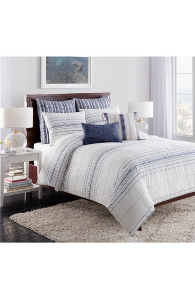 cupcakes and cashmere 'Indigo Stripe' Duvet Cover White Blue Nordstrom cupcakes and cashmere home decor line
