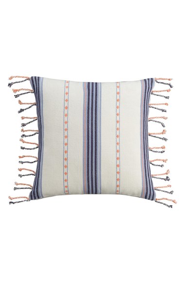 cupcakes and cashmere 'Indigo Stripe' Pillow White Blue Fringe Nordstrom cupcakes and cashmere home decor line