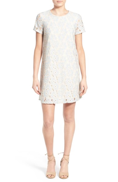 dee elle Lace Shift Dress Light Blue Ivory shift dresses for the kentucky derby