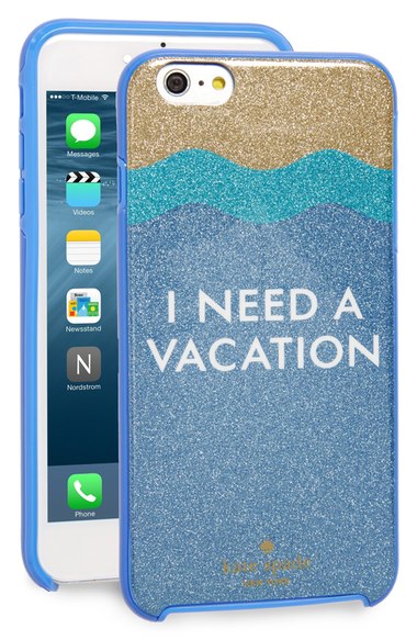 kate spade new york 'i need a vacation' iPhone 6 Plus & 6s Plus blue multi iphone 6 plus iphone 6s plus cases spring