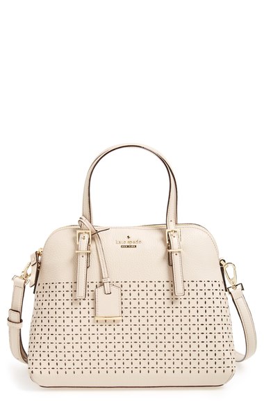 kate spade new york 'milton lane - maise' perforated leather satchel (Nordstrom Exclusive) pumice nordstrom half yearly sale for women memorial day