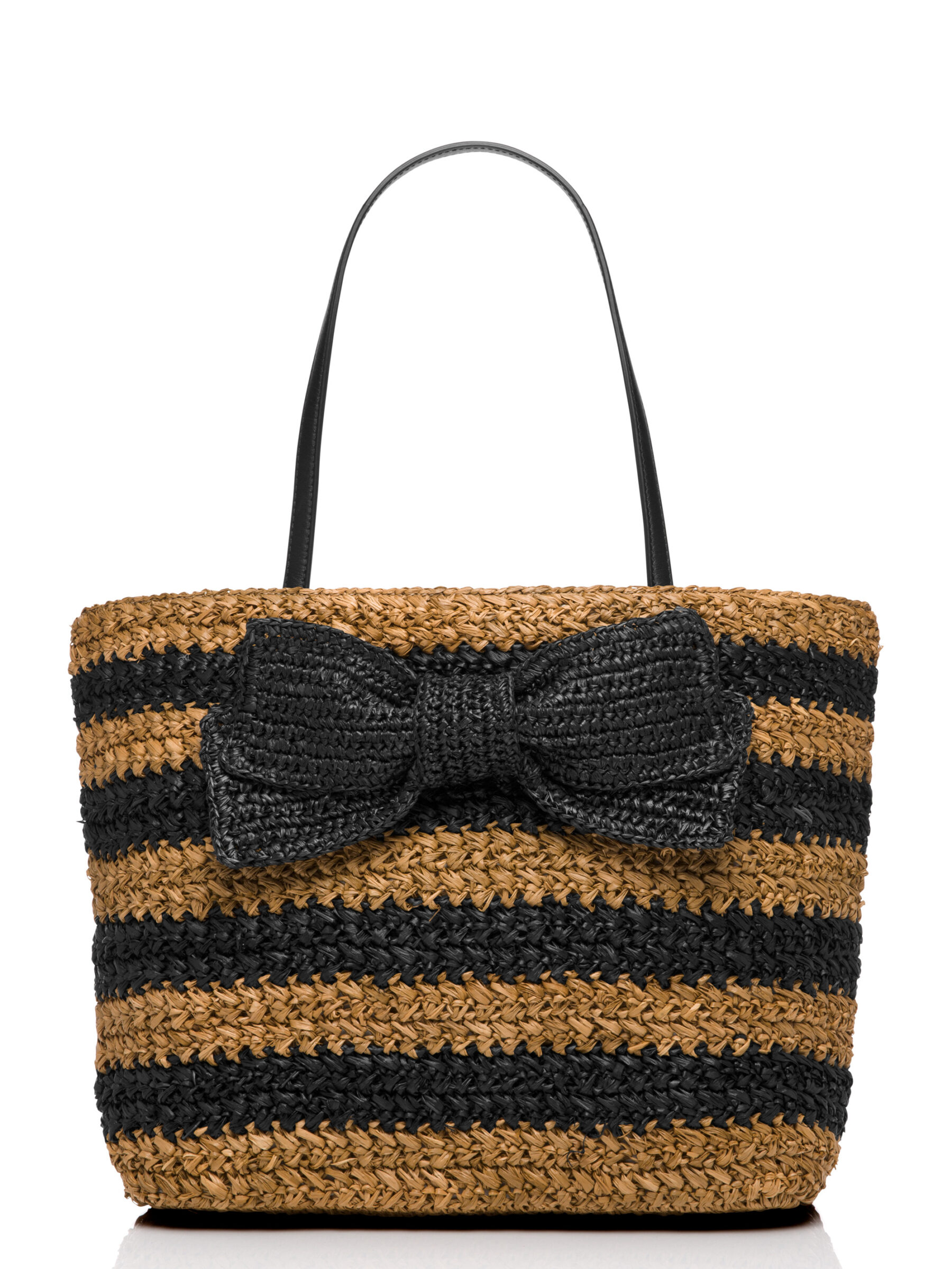 kate spade rollins street laure black natural bow detail trendy straw totes summer 2016