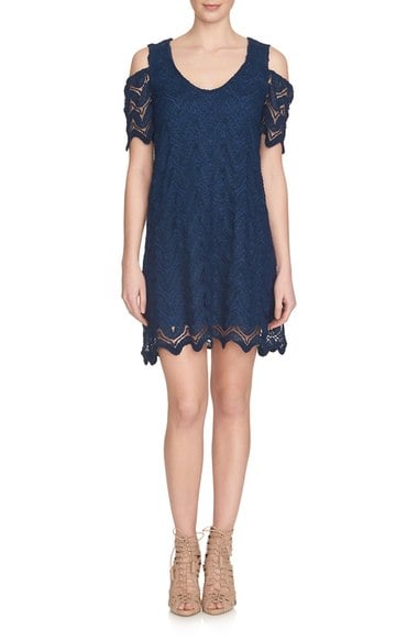 1.State Cold Shoulder Lace Dress Military Navy casual cold shoulder dresses summer