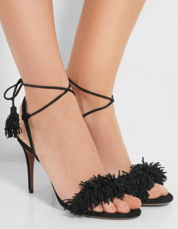 AQUAZZURA Wild Thing fringed suede sandals black