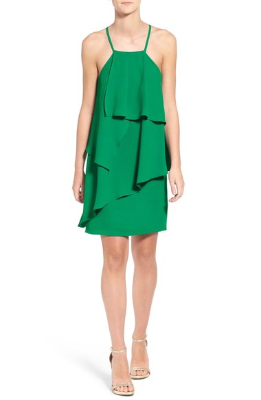 Adelyn Rae Strappy Back Layered Dress Green popover dresses summer wedding guest 