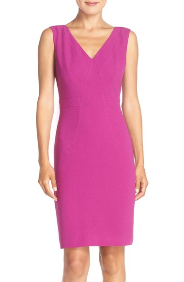 Adrianna Papell Seamed Woven Sheath Dress (Regular & Petite) Deep Berry summer wedding guest sheath dresses