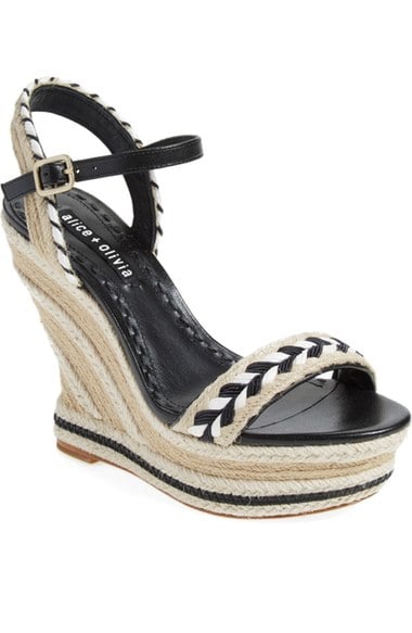 Alice + Olivia 'Janaya' Espadrille Wedge Sandal (Women) Black White trendy wedge sandals summer 2016