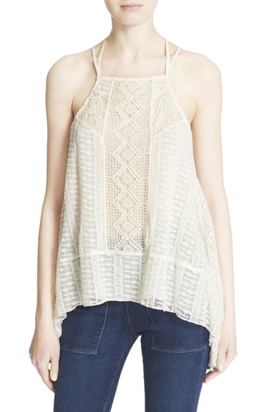 Alice + Olivia 'Ravenna' Lace Halter Tank Cream trendy summer halter tops for 2016
