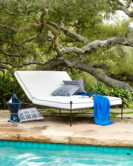 Avery Neoclassical Outdoor Double Chaise White/Black Horchow Friends and Family Sale