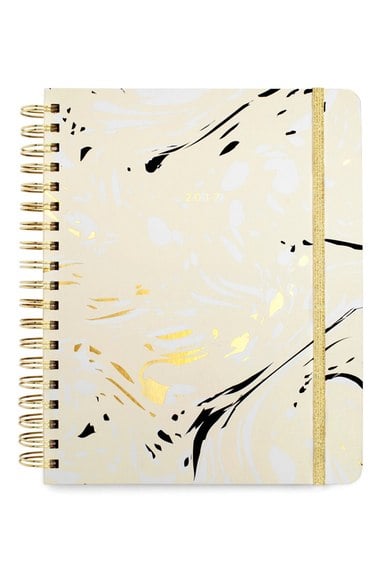 BAN.DO Large Hardcover 2017 17-Month Agenda White Cream Marble 2016 2017 17 Month Agendas for High School and College Students Fashion Lovers