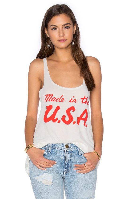 BANDIT BRAND Made In USA Racer Tank White Red 4th of july red white top