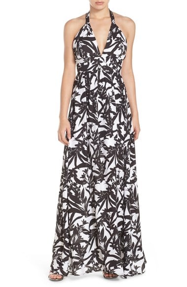 BB Dakota 'Larissa Lotus' Print Halter Maxi Dress Black White casual halter dresses summer 2016