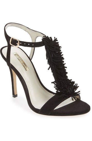 BCBGeneration 'Clue' Fringe Sandal (Women) Black Suede fringe heeled sandals 