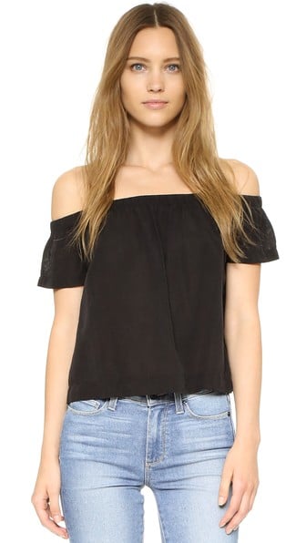 Bella Dahl Off Shoulder Top Black casual off the shoulder tops for summer
